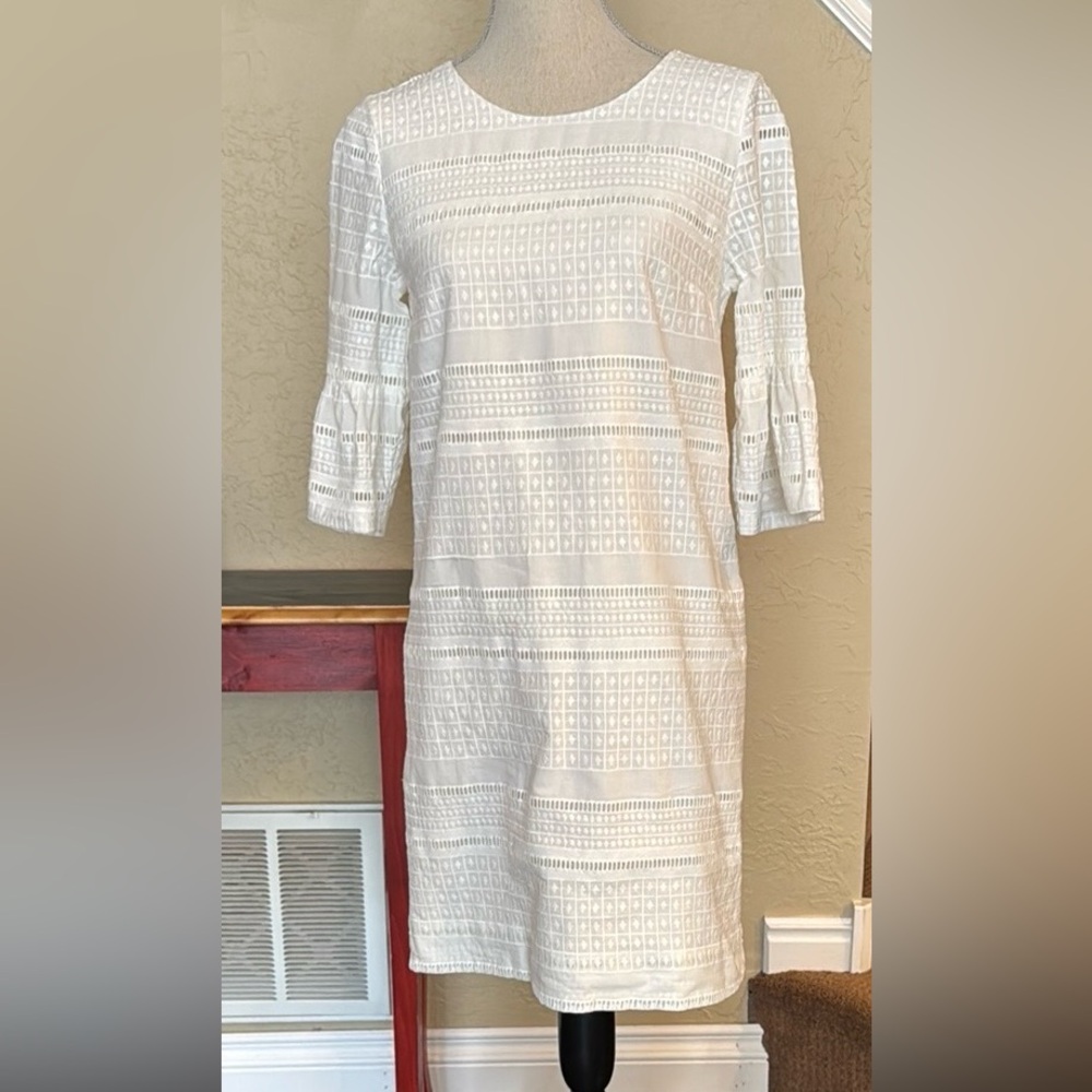 JCrew Flutter Sleeve Eyelet Dress Size 0